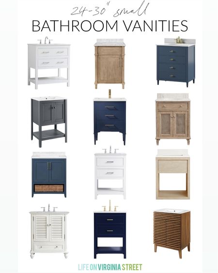 A collection of small bathroom vanities ranging in size from 24-30”. Perfect for a powder bath, kids bathroom, or other small bathroom! See even more ideas here: https://lifeonvirginiastreet.com/small-bathroom-vanities/. . Amazon finds, Walmart finds, bathroom decor

#LTKstyletip #LTKunder50 #LTKunder100 #LTKhome #LTKsalealert #ltkseasonal #ltkfamily #LTKhome #LTKfamily #LTKsalealert #LTKhome #LTKSeasonal #LTKsalealert

#LTKhome #LTKSeasonal #LTKsalealert