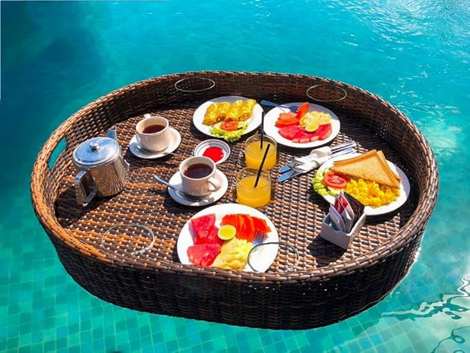 Extra Large Deluxe Floating Tray for Pool - Floating Pool Tray - Stylish Breakfast Tray on The Wa... | Amazon (US)