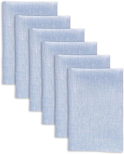 Solino Home Linen Dinner Napkins 20 x 20 Inch – Chambray Blue Napkins for Fall, Thanksgiving, C... | Amazon (US)