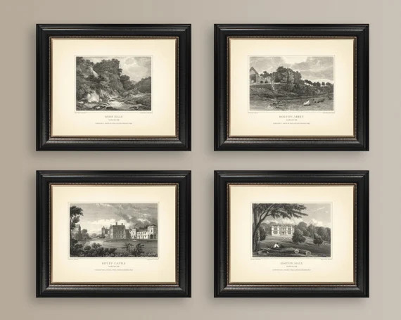 Yorkshire Set of 4 Antique Engravings Etchings Reproductions - Etsy UK | Etsy (UK)