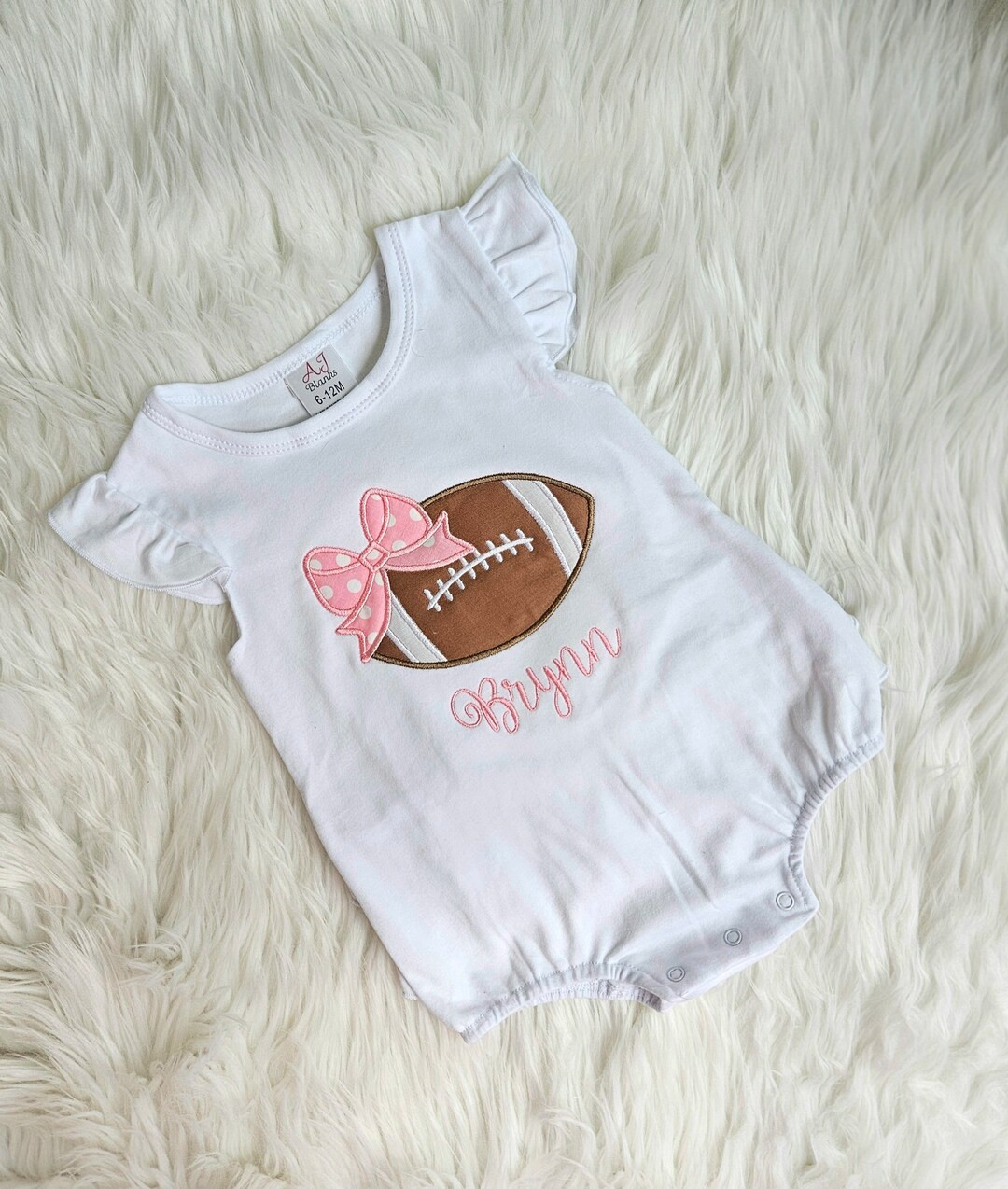 Embroidered Girls Football Ruffle Romper, Summer Romper, Baby Football Outfit | Etsy (US)