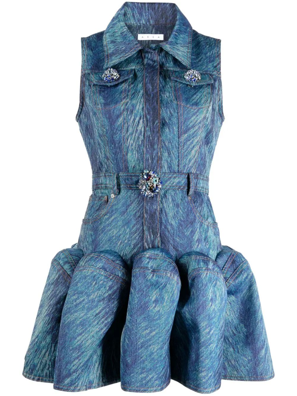 Godet fur-print sleeveless minidress | Farfetch Global