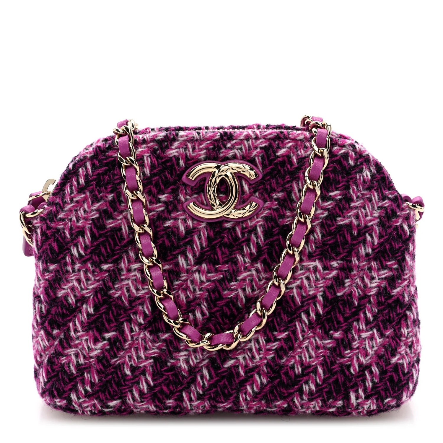 Chanel Tweed Quilted Mini Clutch With Chain Purple 1714180 | FASHIONPHILE (US)