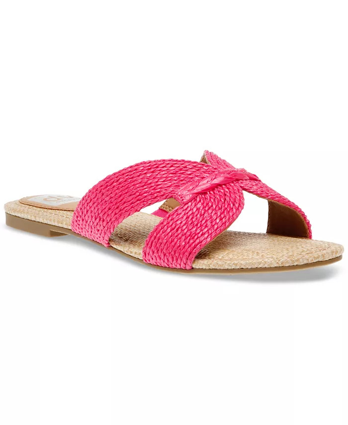 Women's Geeya Raffia Criss Cross Strap Flat Slide Sandals | Macy's