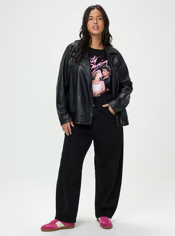 High-Rise Drapey Barrel Jeans in Mediumblue-Denim | Torrid (US & Canada)
