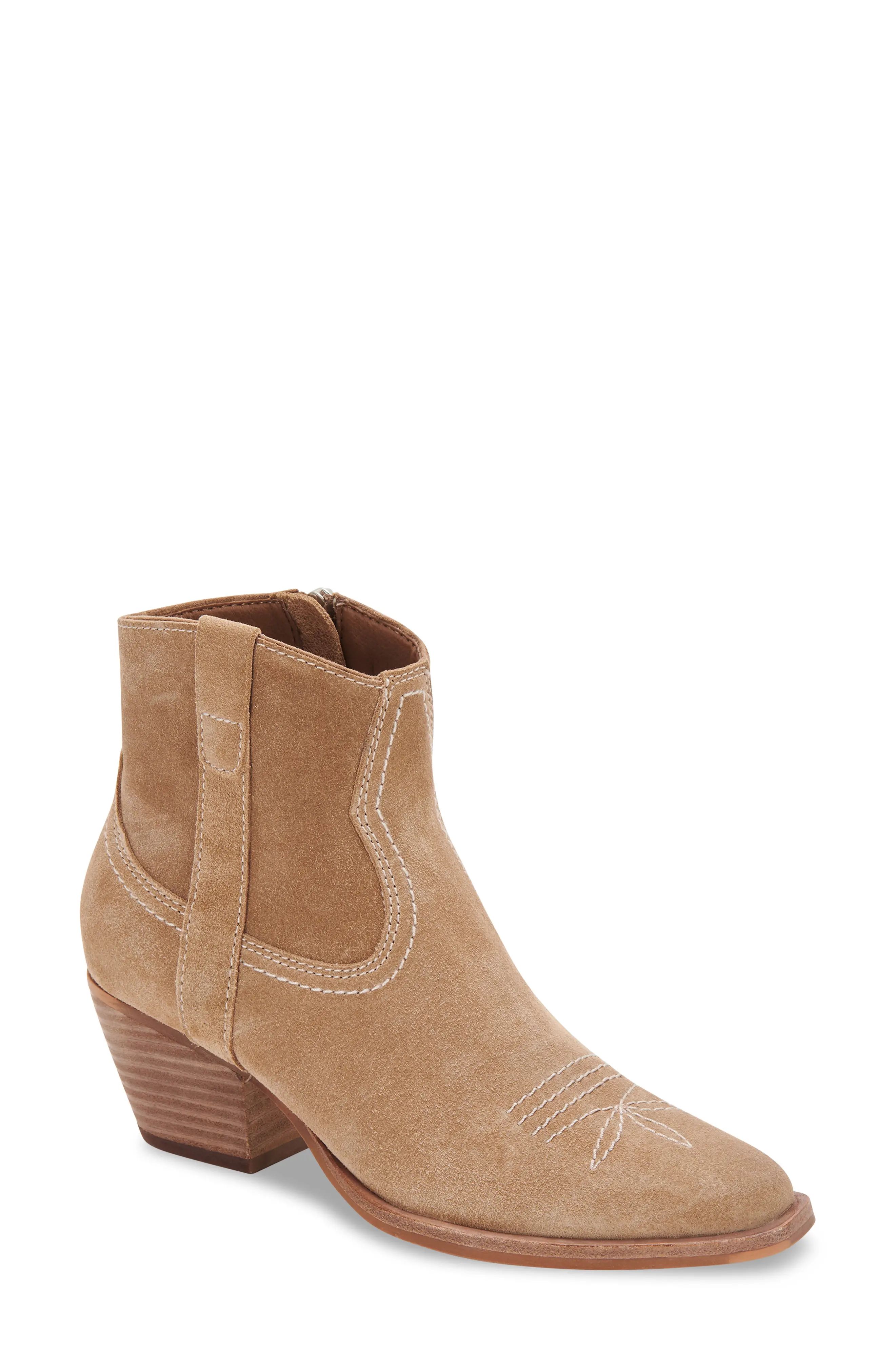 Dolce Vita Silma Bootie, Size 9.5 in Truffle Suede at Nordstrom | Nordstrom