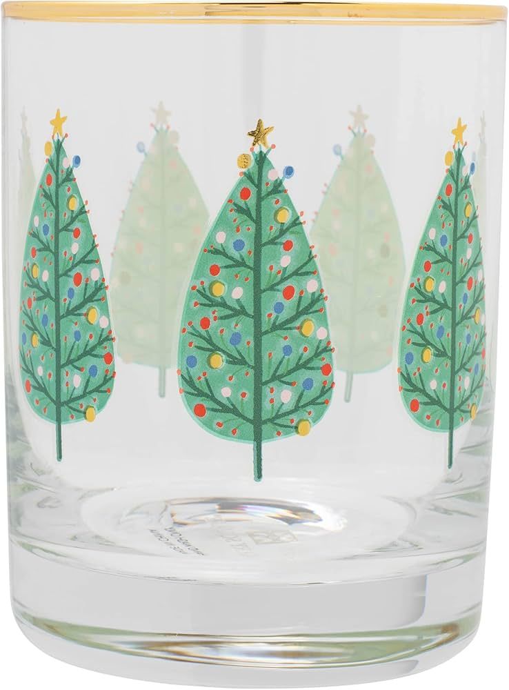 Mary Square Teal Green Christmas Tree 12 ounce Glass Cocktail Old Fashioned Glass | Amazon (US)