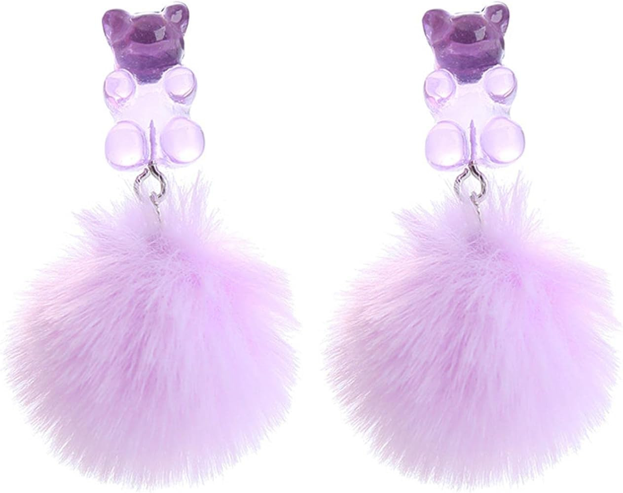 Gummy Bear Earrings Pom Pom Bear Drop Earrings Colorful Cartoon Pom Ball Gummy Bears Dangle Earri... | Amazon (US)