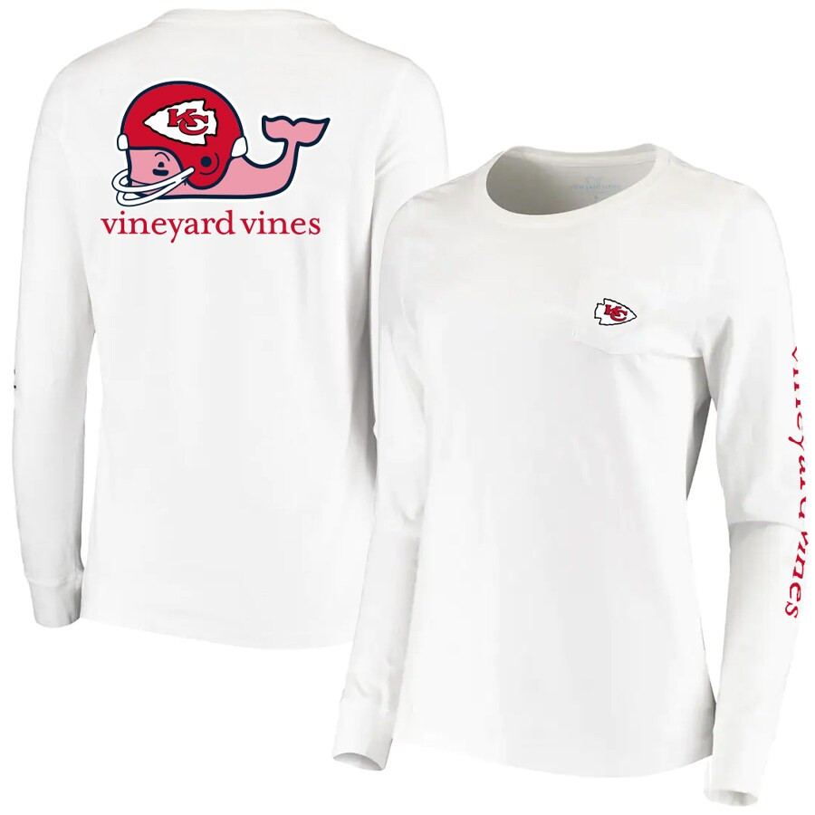 Kansas City Chiefs Vineyard Vines Women's Helmet Long Sleeve T-Shirt - White | Fanatics