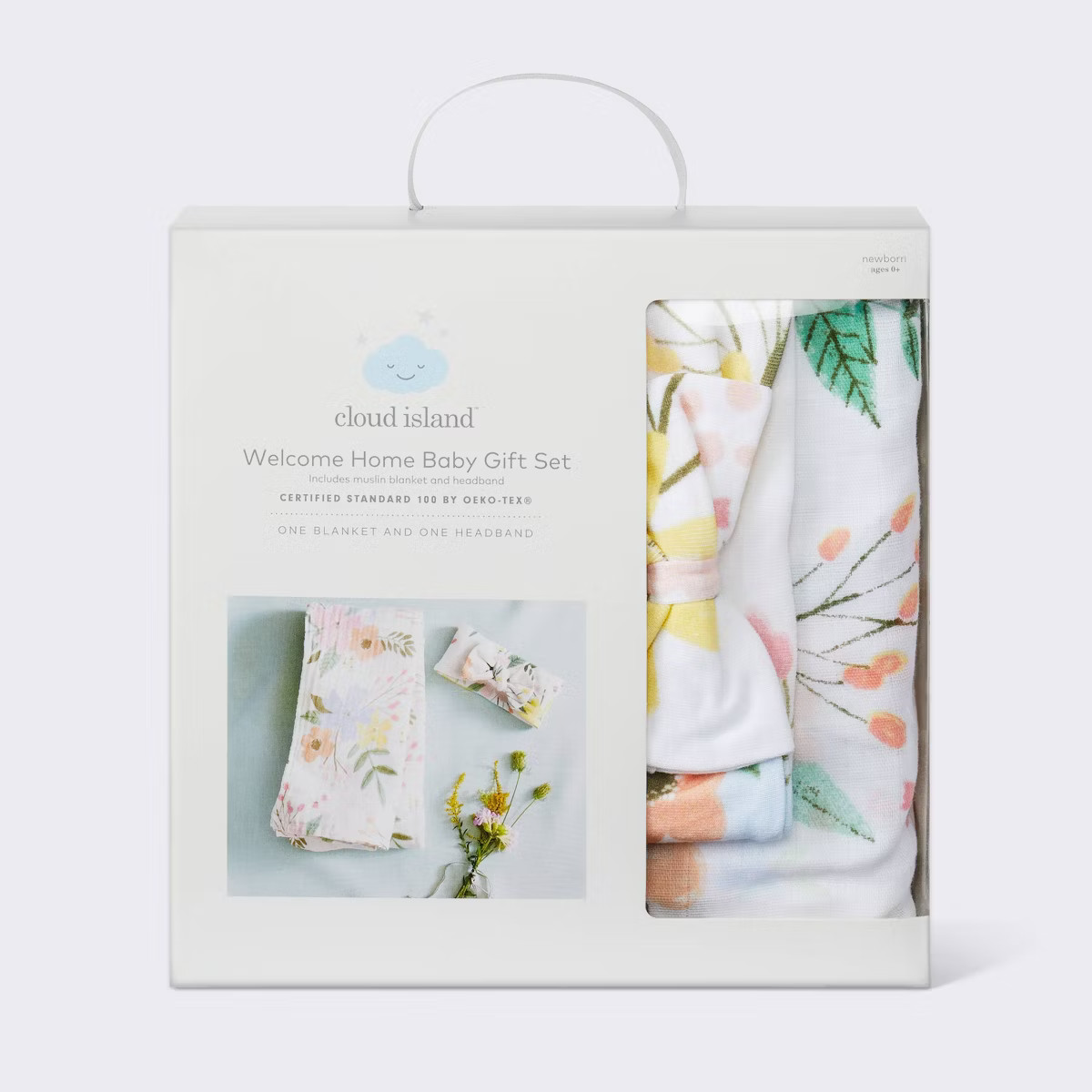 Hospital Muslin Swaddle and Headwrap Gift Set - 2ct - Floral - Cloud Island™ | Target
