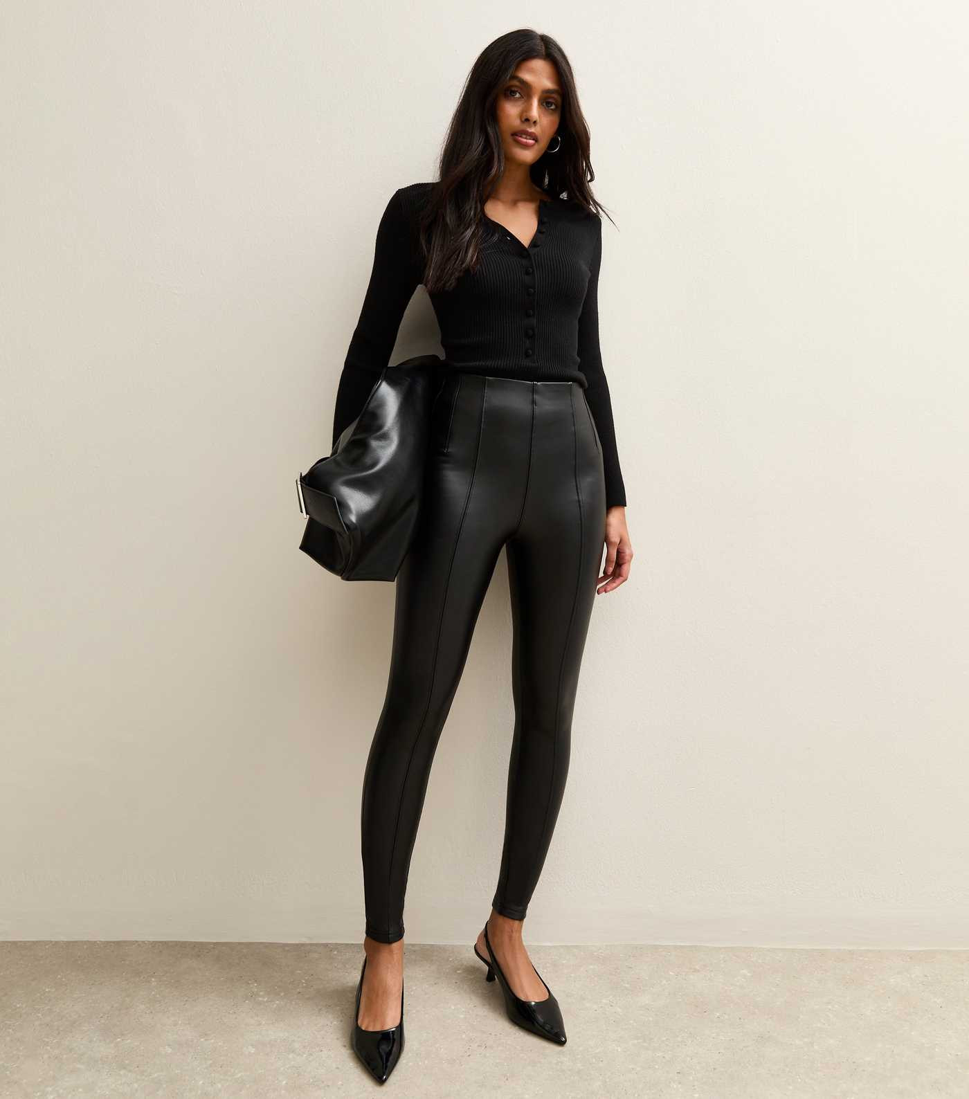 Black Faux Leather High Waisted Leggings | New Look | New Look (UK)