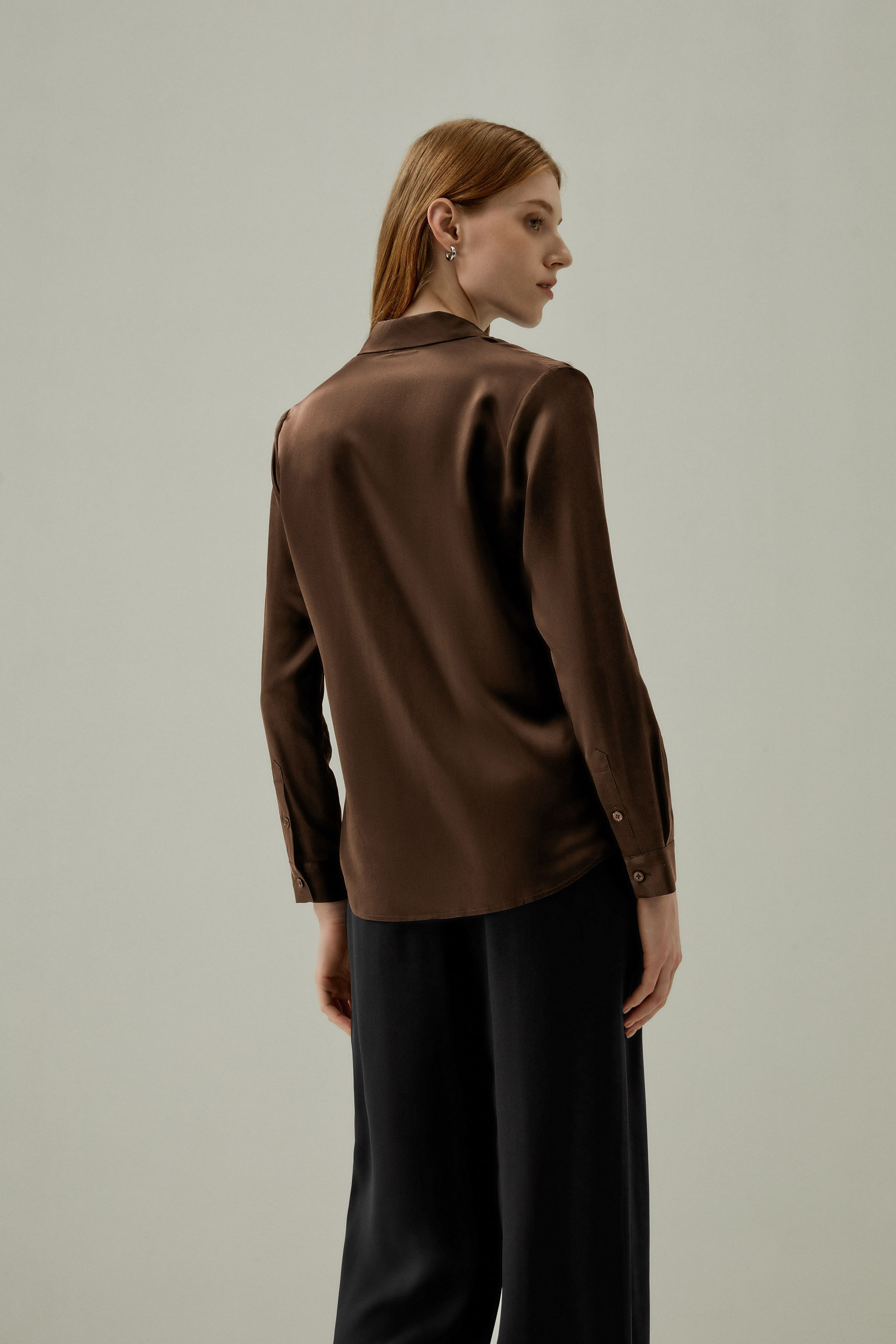 Basic Concealed Placket Silk Shirt | LILYSILK