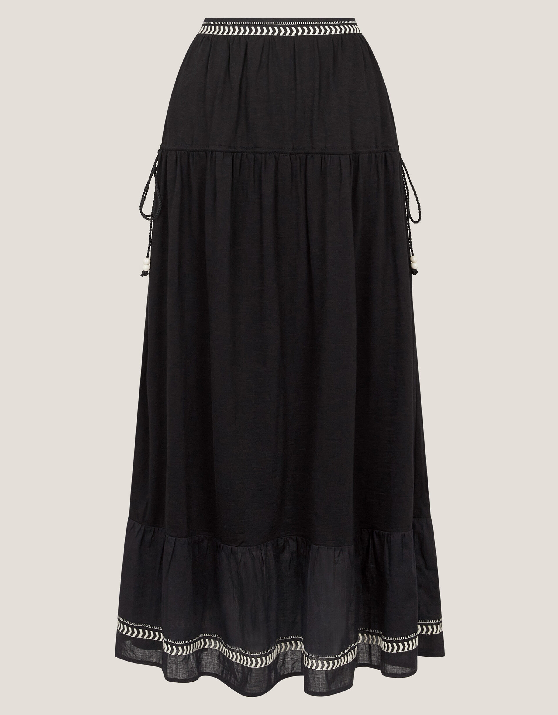 Fenn Embroidered Frill Maxi Skirt Black | Monsoon (UK)