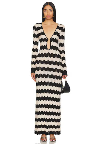 Capittana Ella Stripes Knitted Maxi Dress in Neutral from Revolve.com | Revolve Clothing (Global)
