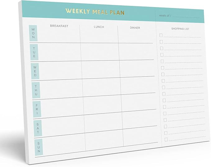 Sweetzer & Orange Weekly Meal Planner and Grocery List Magnetic Notepad. Teal 10x7” Meal Planni... | Amazon (US)