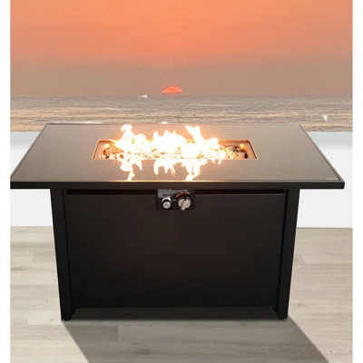 25" H Steel Outdoor Fireplace, Black, 50000Btu Output, X Fire Pit Table, Steel, 50000 Burning Power | Wayfair North America