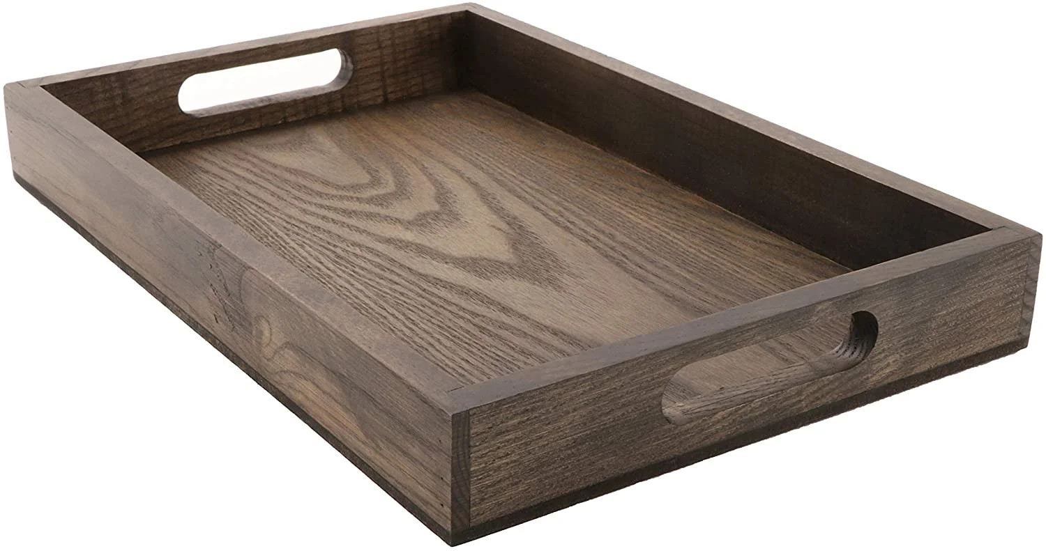 G.E.T Taproot Ash Wood Serving Tray / Ottoman Tray with Handles, 14.25" x 9.5" | Walmart (US)