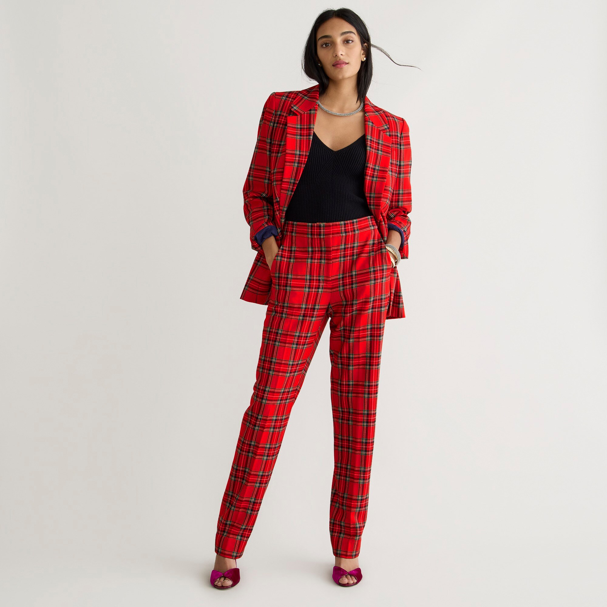 Full-length Kate straight-leg pant in Good Tidings plaid wool | J. Crew US
