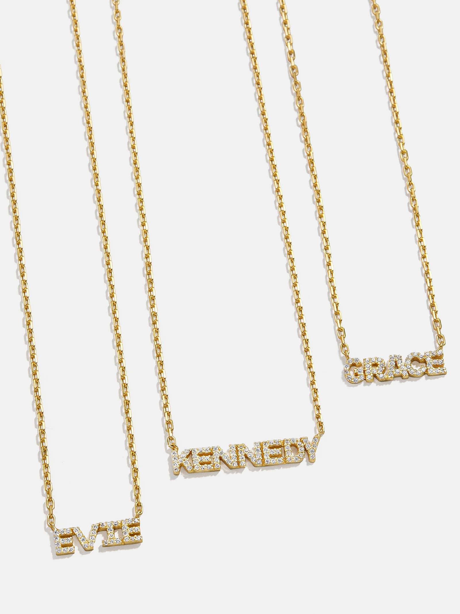 18K Gold Mini Pavé Custom Nameplate Necklace - Gold/Pavé | BaubleBar (US)