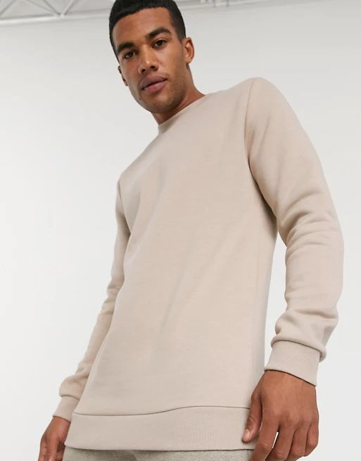 ASOS DESIGN longline sweatshirt in beige marl | ASOS US