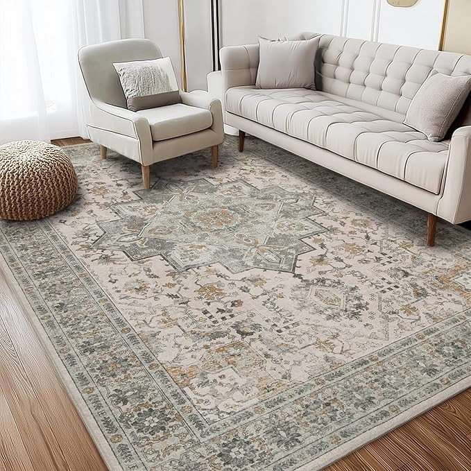6x9 Washable Rug for Living Room- Large Oriental Rug for Bedroom, Non-Slip Retro Dining Room Rugs... | Amazon (US)