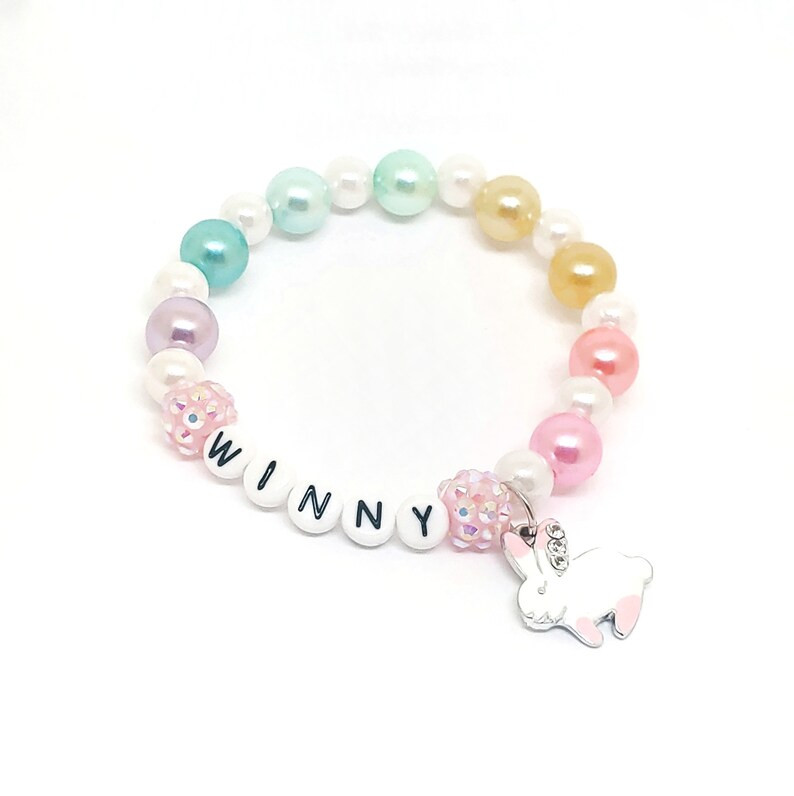 Girl's rabbit name bracelet - Personalized easter bunny jewelry | Etsy (US)