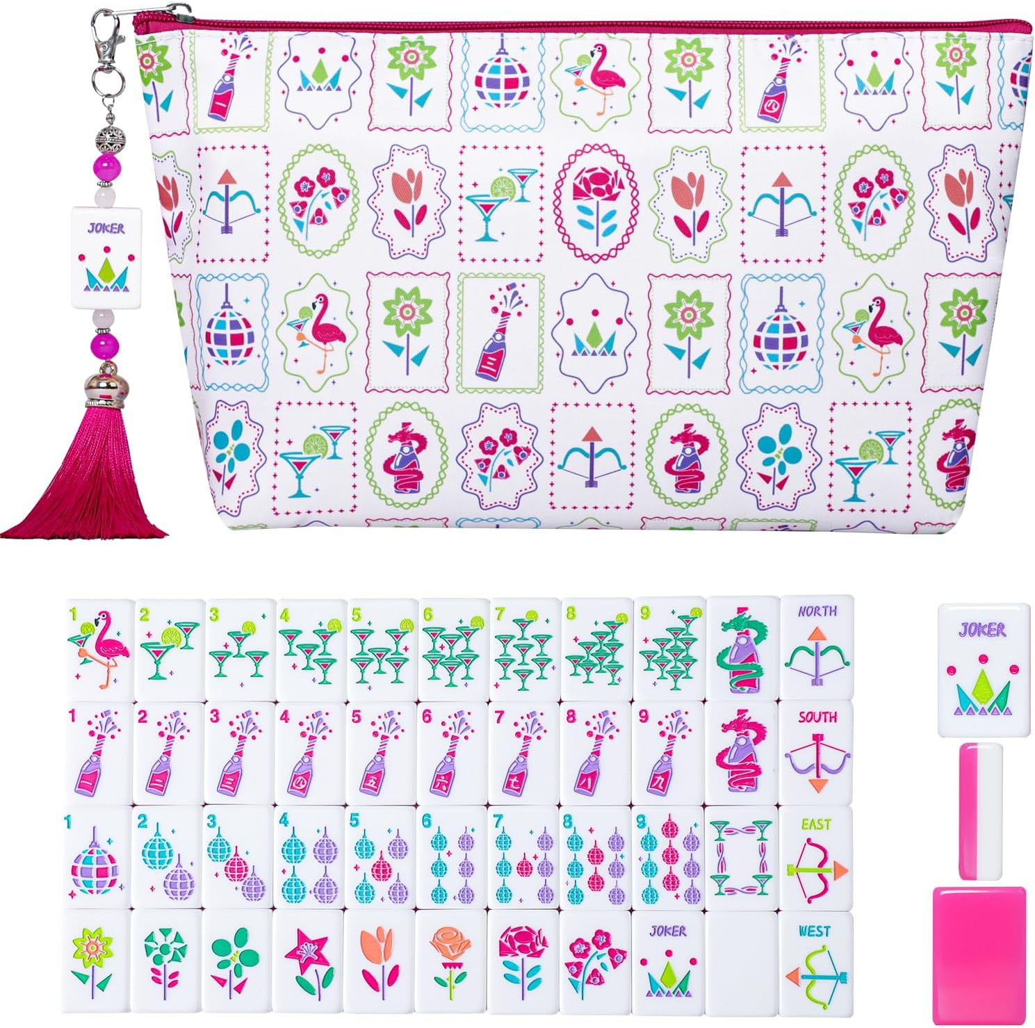 160 Acrylic American Mahjong Game Set with Carrying Bag and Accessories, 1.41’’ Mahjong Tile ... | Amazon (US)