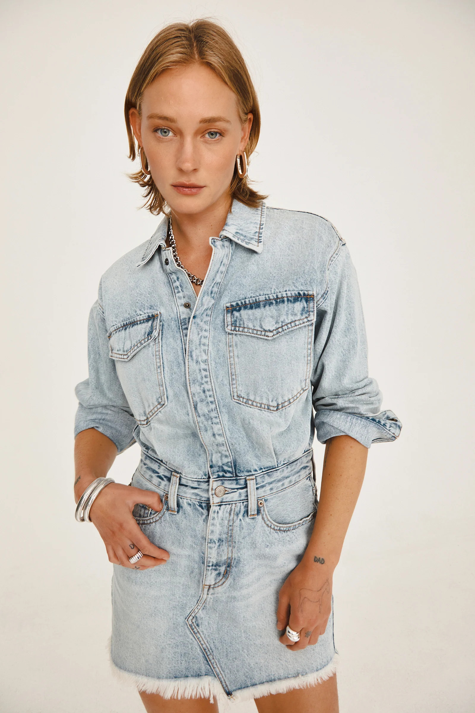 Nina Long Sleeve Mini Dress - Reservoir | Pistola Denim