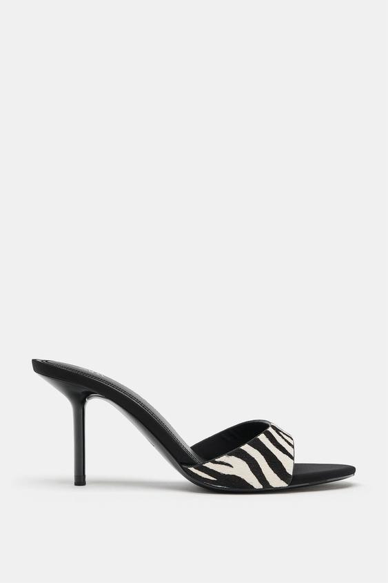 Zara - Printed Fur Effect Leather Mules - Multi-Color - 10 - Woman | Zara US