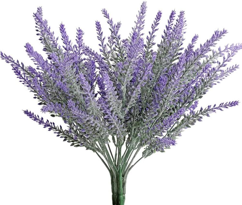 ICEANAQ 12 Artificial Lavender Bouquets, Plastic Decor Imitation Lavender Plants, 10 Purple and 2... | Amazon (US)