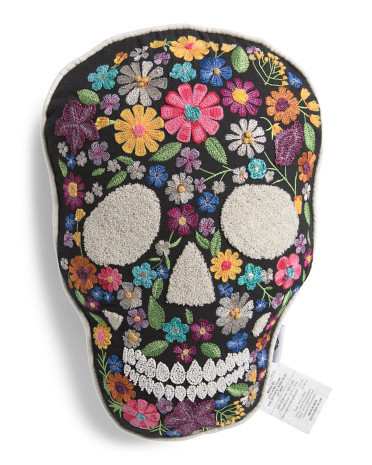 12x18 Embroidered And Beaded Skeleton Pillow | Marshalls