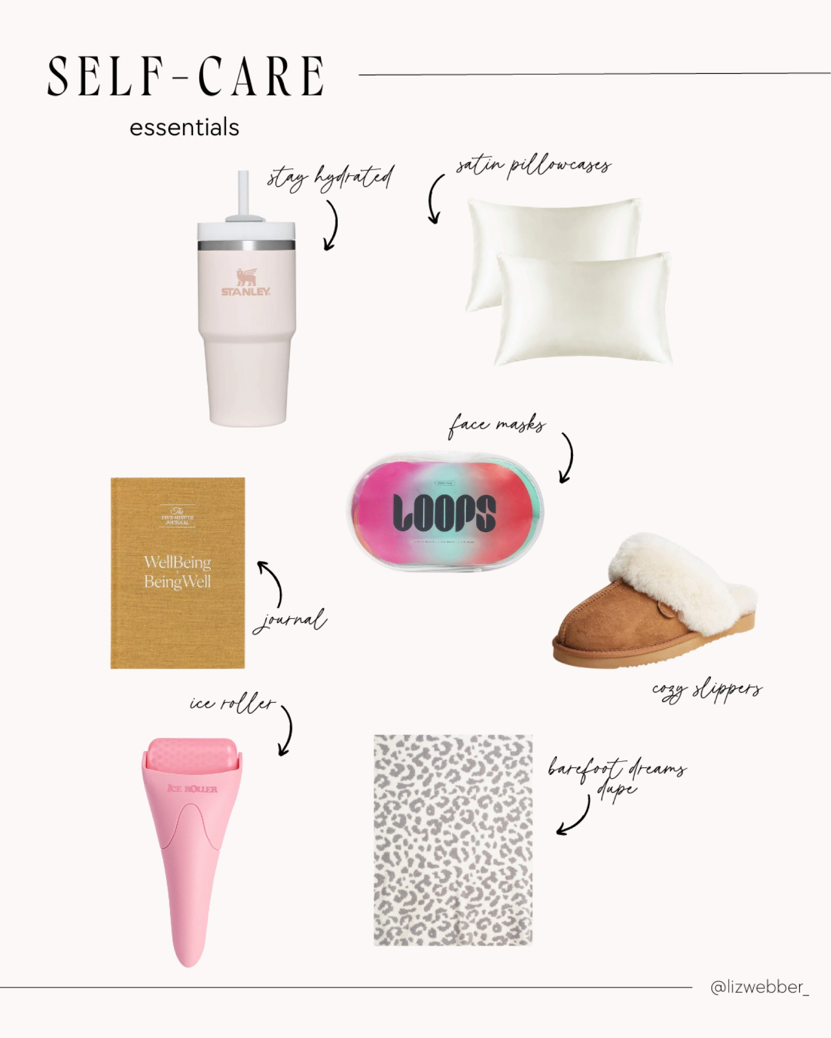 Self-care essentials for a weekend in ☁️

Cozy essentials, self-care must-haves, skincare, journaling, ice roller, ugg slipper dupe, barefoot dreams dupe, Stanley cup, satin pillowcases 

#LTKGiftGuide #LTKunder100 #LTKbeauty