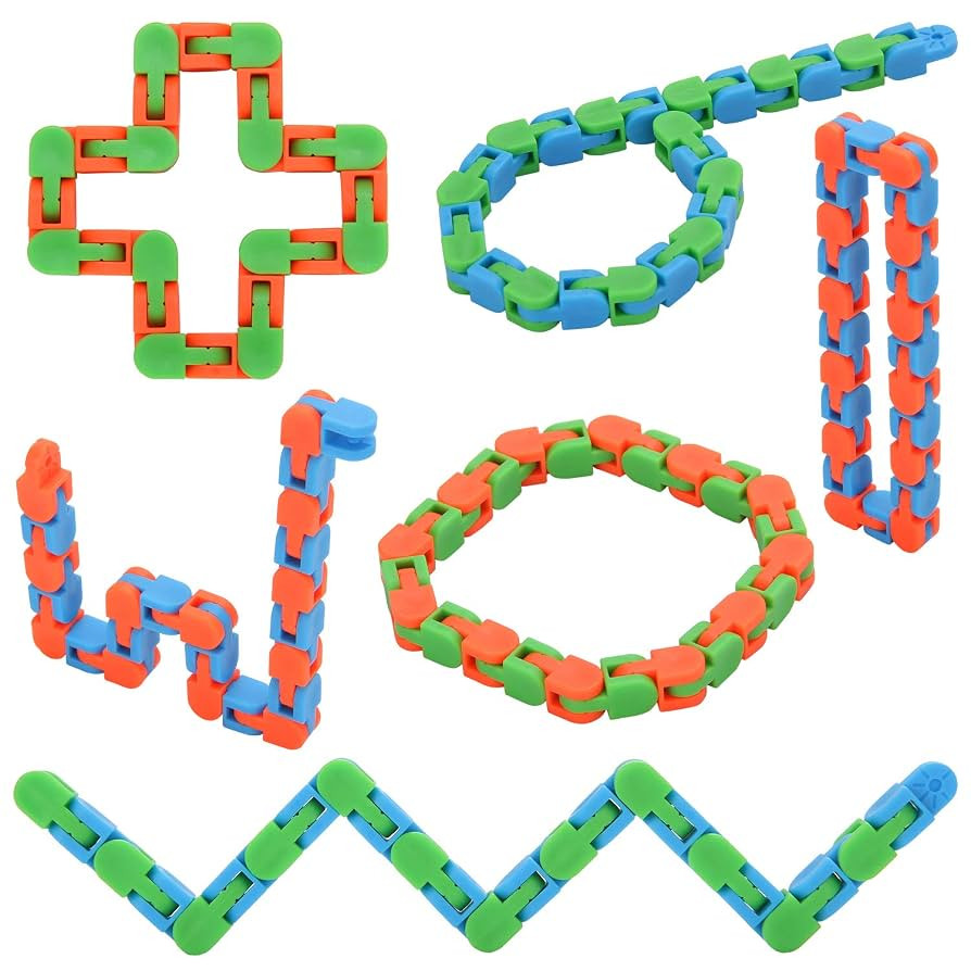 6 Pack 24 Links Wacky Tracks Snap and Click Fidget Toys, Finger Sensory Toys, Snake Puzzles for S... | Amazon (US)