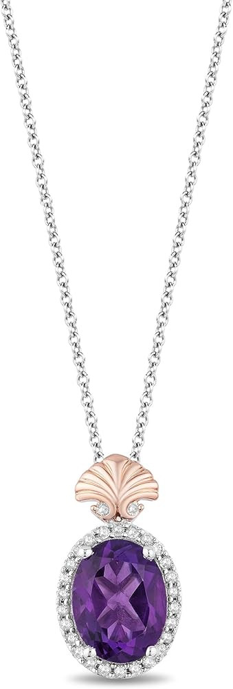 Jewelili Enchanted Disney Fine Jewelry 14K Rose Gold over Sterling Silver with 1/10 CTTW Diamond ... | Amazon (US)