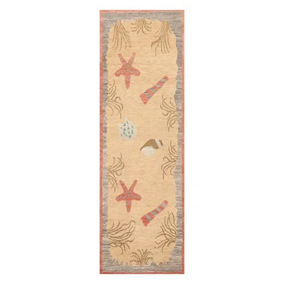 Oriental Rug Of Houston 3'1''X8'11'' Hand Knotted Wool Designer Oriental Area Rug Beige, Pistacchio Color | Wayfair North America