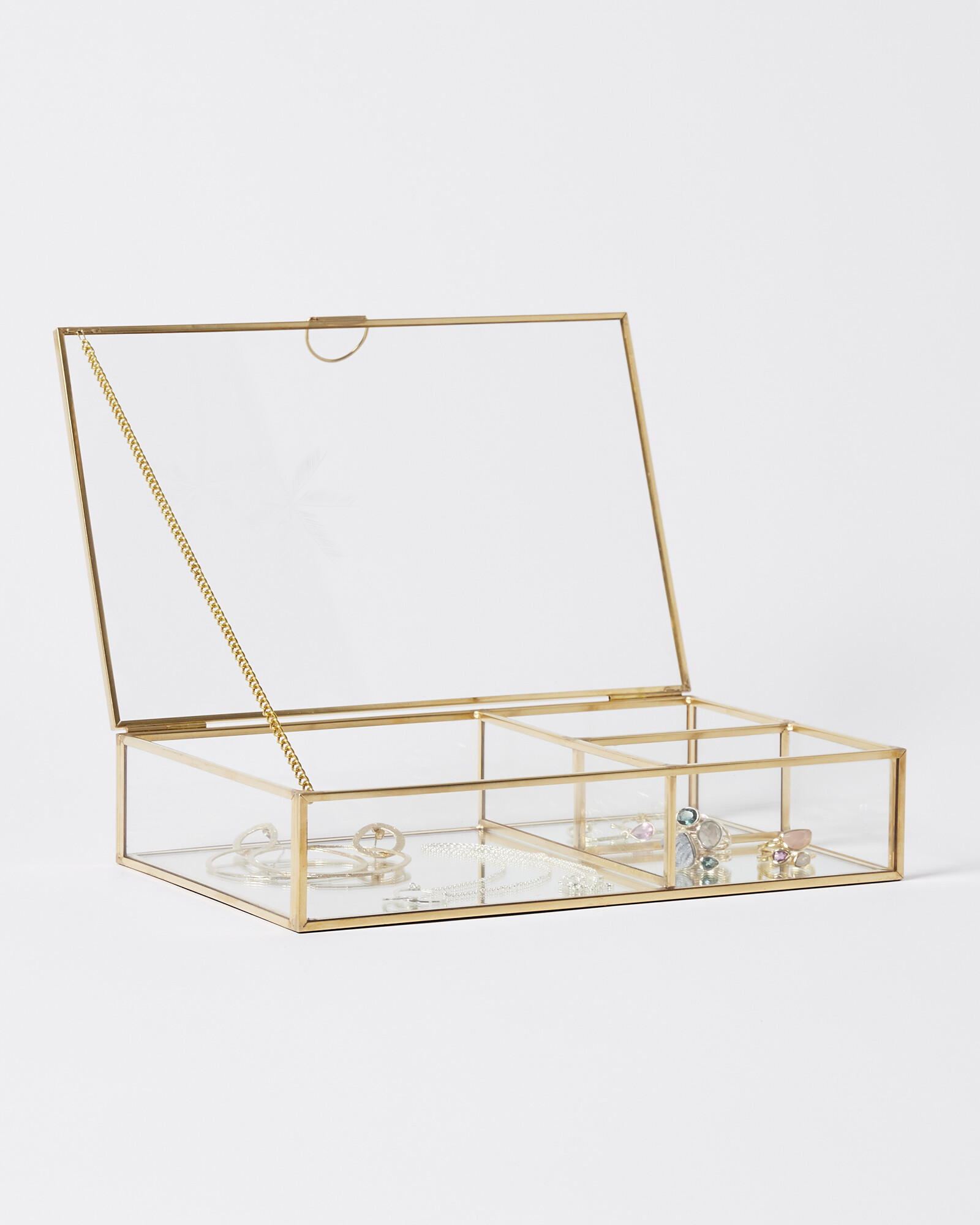 Paradise Gold & Glass Jewellery Box Medium | Oliver Bonas | Oliver Bonas (Global)