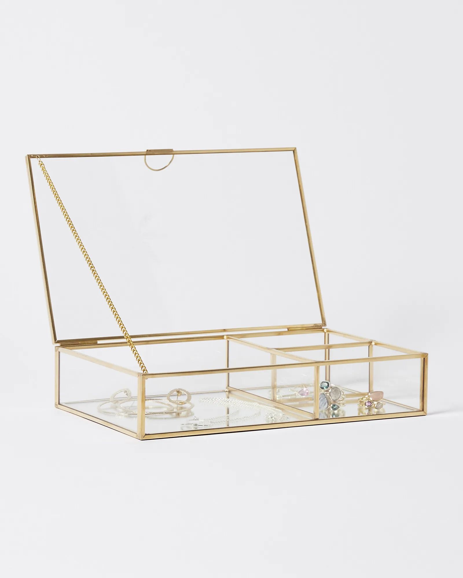 Paradise Gold & Glass Jewellery Box Medium | Oliver Bonas | Oliver Bonas (Global)