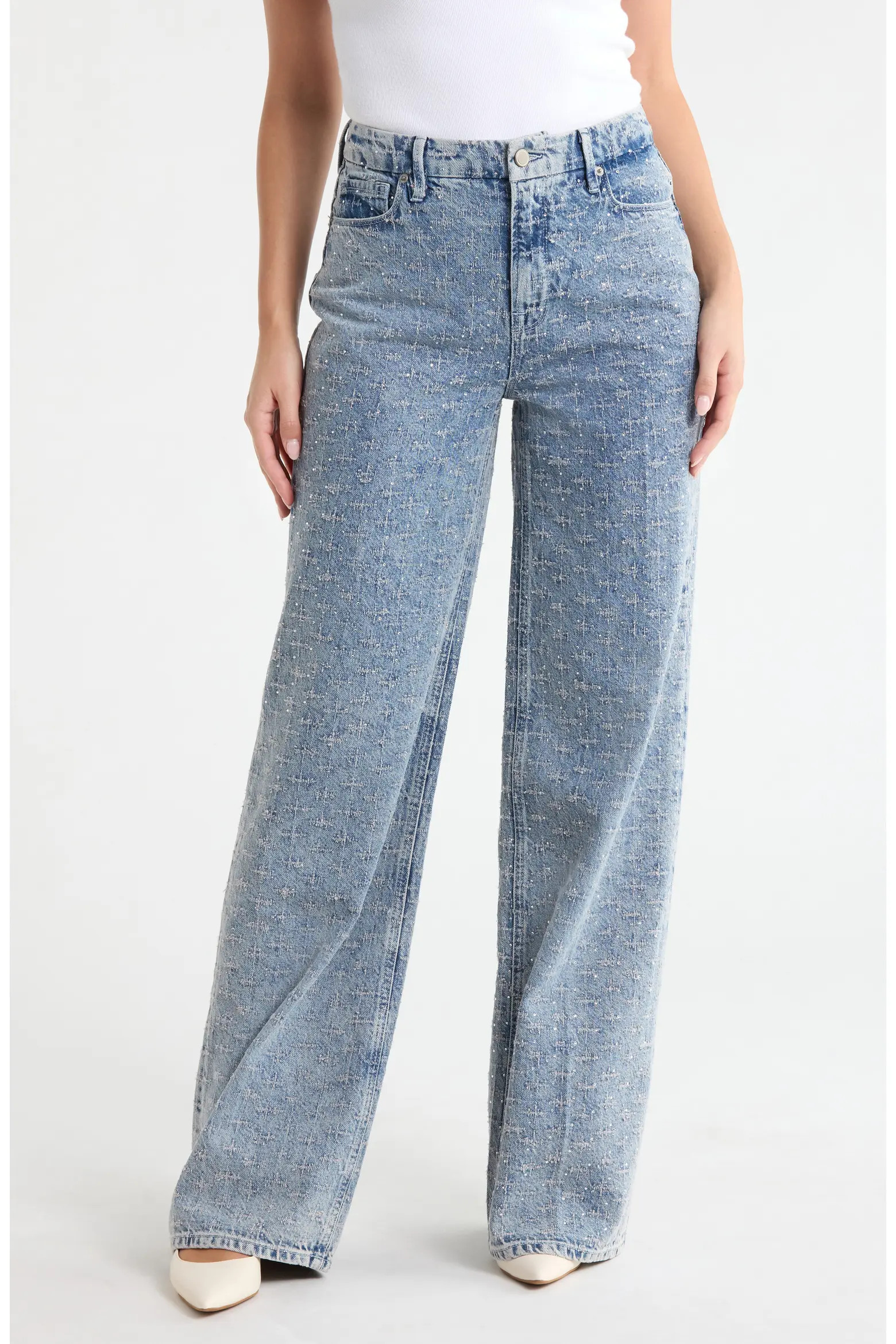 Crystal Embellished High Waist Wide Leg Jeans (Women) | Nordstromrack | Nordstrom Rack