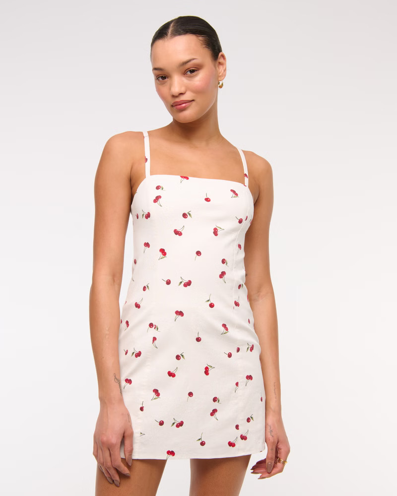 Linen-Blend Button Skort | Abercrombie & Fitch (US)