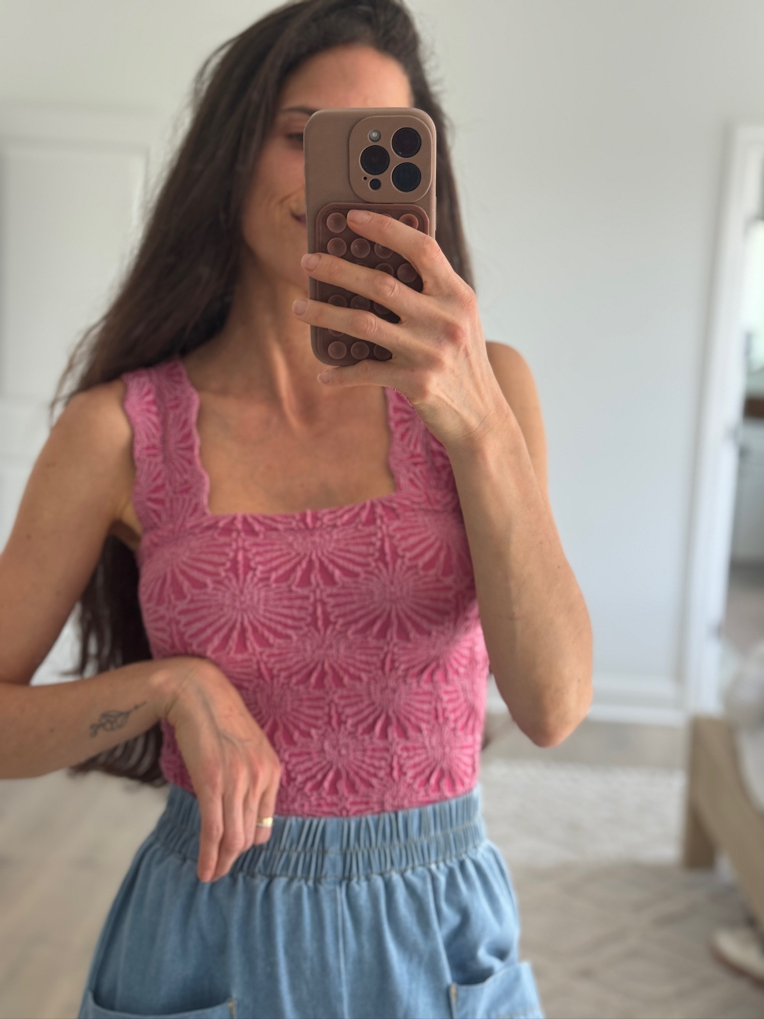 An easy spring combo I love. Lightweight denim + a fun textured tank = comfy but still cute.

Perfect for everyday plans when you want to feel put together without trying.

#LTKmomlife #LTKSeasonal #LTKootd