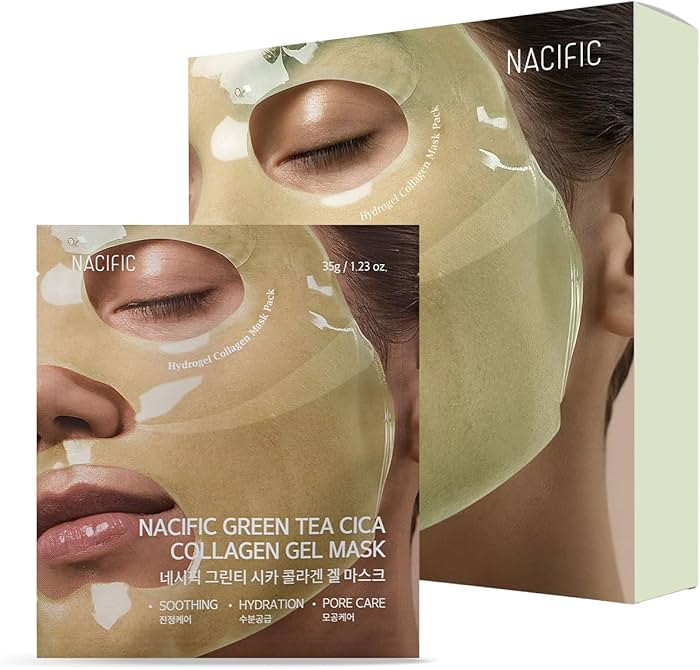 NACIFIC Rice Pepta Collagen Gel Facial Mask (Green Tea Cica) 4EA Set | Overnight Hydrogel Care fo... | Amazon (US)