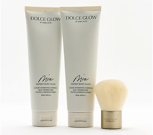 Dolce Glow Mia Instant Body Glow Body Coverage Duo w/ Brush - QVC.com | QVC