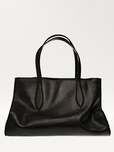 Nappa leather maxi tote bag | Massimo Dutti US