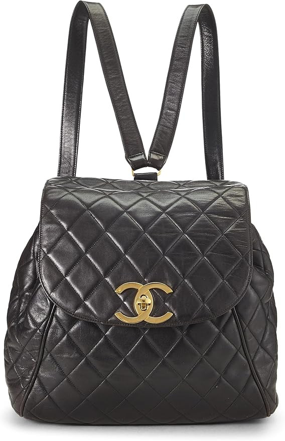 Amazon.com: Chanel, Pre-Loved Black Quilted Lambskin Backpack Large, Black : Luxury Stores | Amazon (US)