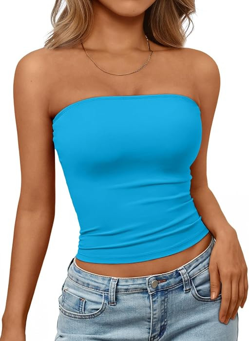 Trendy Queen Women's Strapless Bandeau Crop Top | Amazon (US)