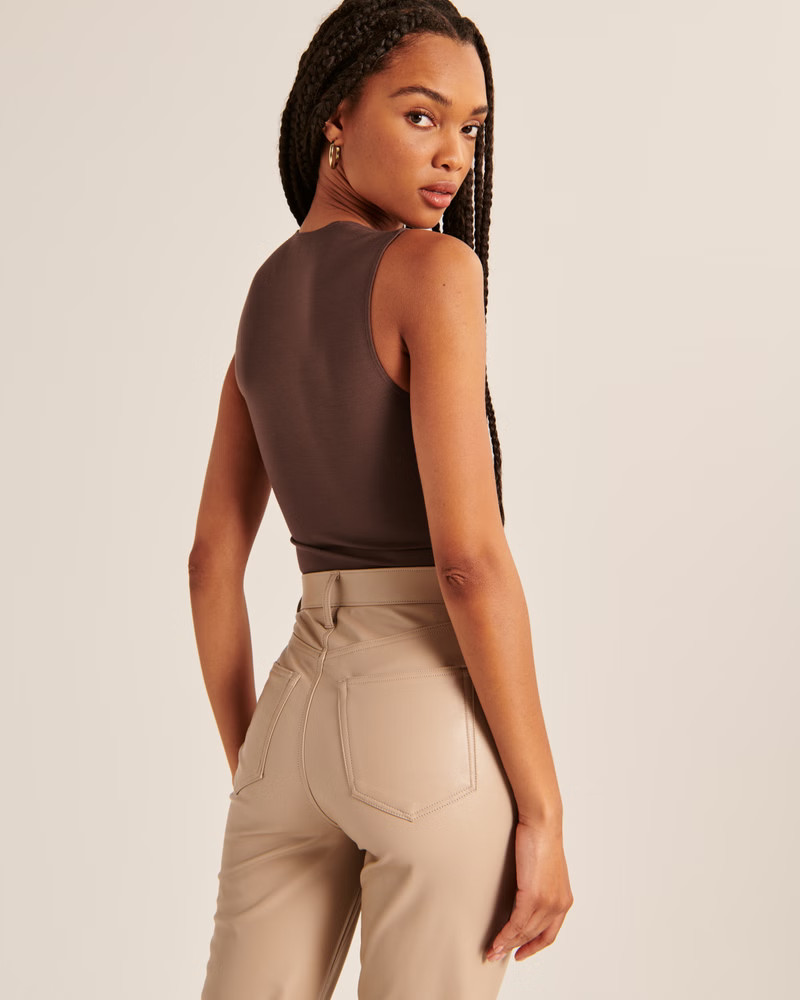 Ponte V-Neck Portrait Bodysuit | Abercrombie & Fitch (US)