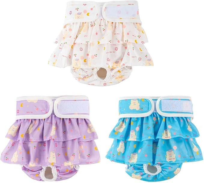Washable Female Dog Diapers (3 Pack), Premium Reusable Leak Proof Puppy Diapers, Highly Absorbent... | Amazon (US)