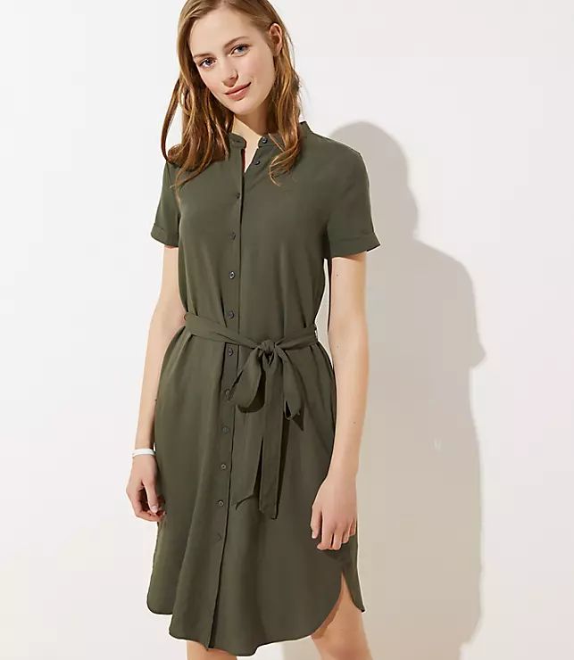 Petite Tie Waist Shirtdress | LOFT