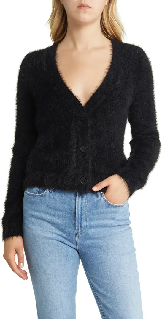 Fuzzy Deep V-Neck Cardigan | Nordstrom
