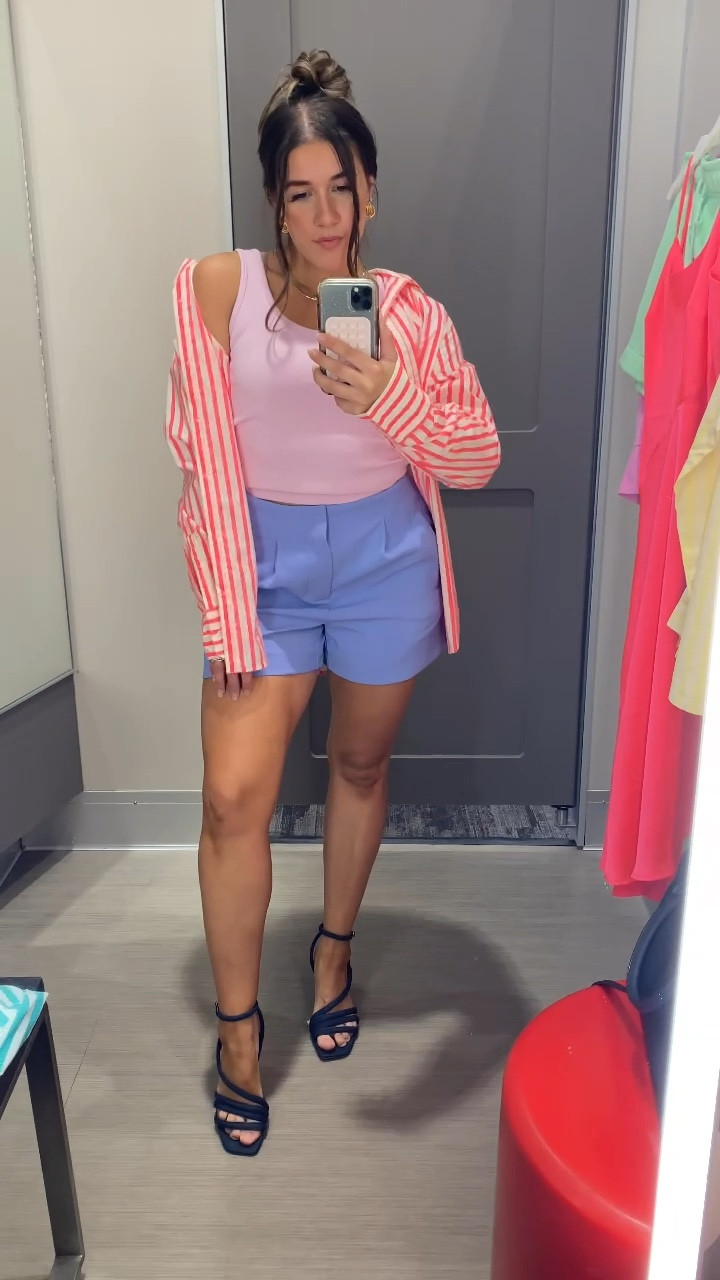 Target Spring finds 🤩🌸
On sale for circle week!!

-Button down: XS (wearing my true size-meant to fit oversized)
-tank: XS (TTS)
-shorts: size 4 (I can wear 2 or 4 in these.. 4 fits a bit looser which I like) 
-heels: size 6 (TTS)


#LTKfindsunder50 #LTKstyletip #LTKxTarget